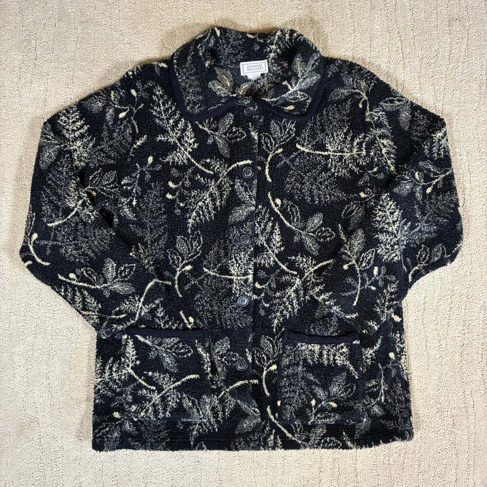 Vintage 90s Sherpa Blanket Jessica Moore Women L/XL Chore Barn Jacket Foliage